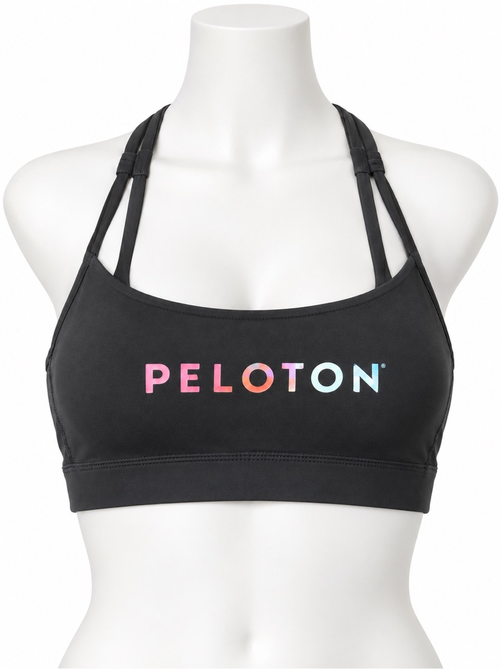 Peloton Black Sports Bra with Gradient Peloton Logo